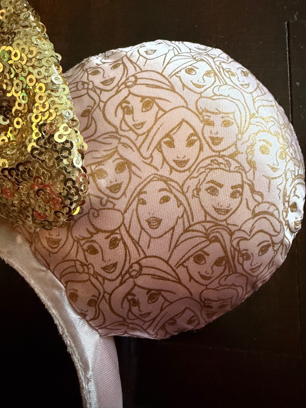 Disney Princess Pink Mouse Ear Headband with Gold Sequin Bow - Picture 3 of 5
